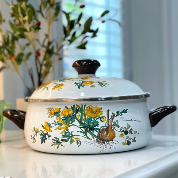 Vintage Villeroy & Boch 5 Qt Enamel Stew Pot with Lid - Picture 1 of 16